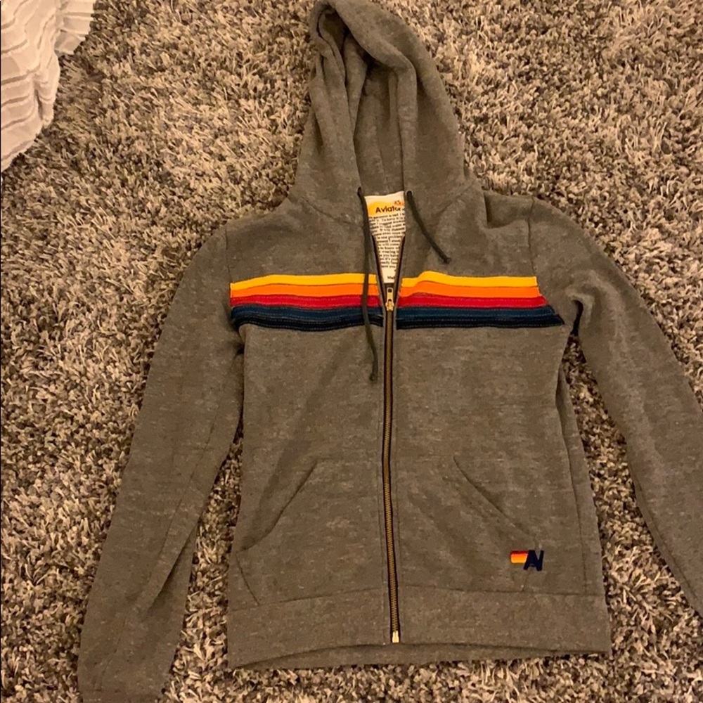 Aviator nation rainbow zip up hoodie